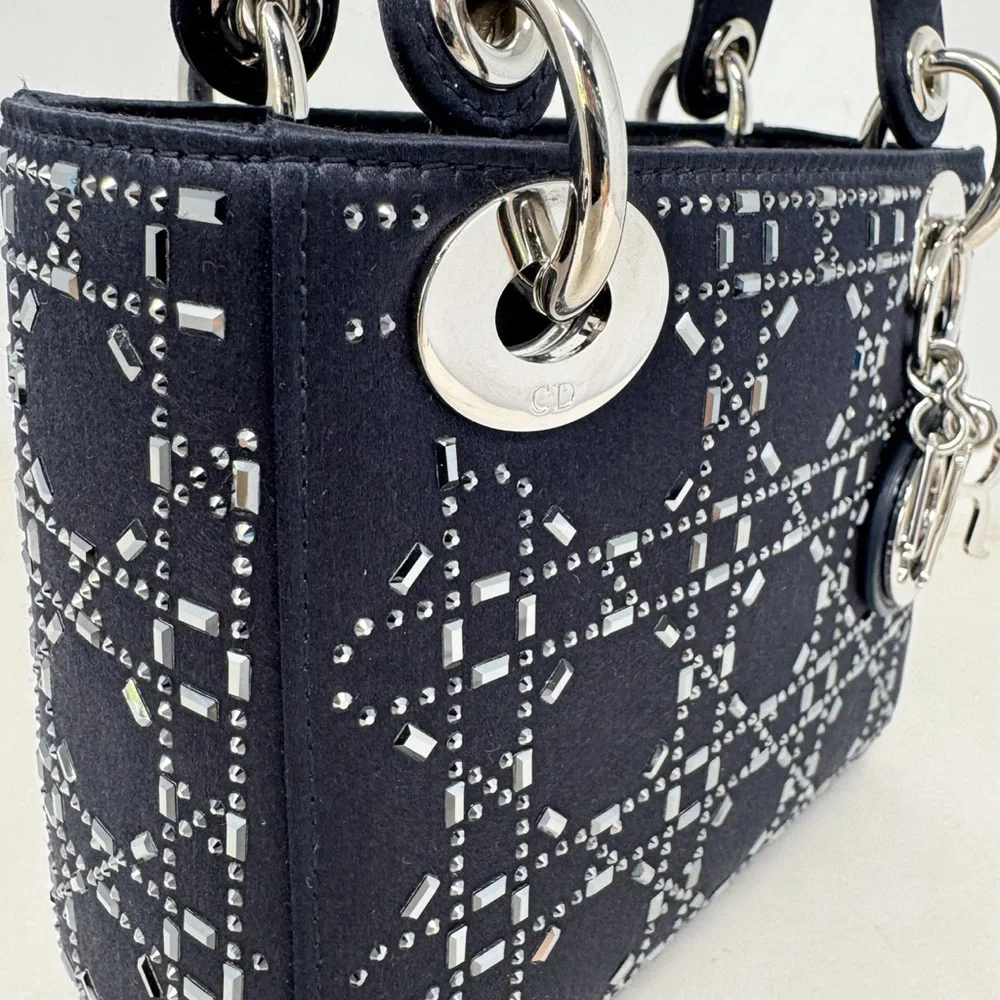 Christian Dior Black Strass Cannage Satin Mini Lady Dior - Picture 6 of 10